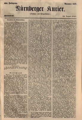 Nürnberger Kurier (Nürnberger Friedens- und Kriegs-Kurier) Samstag 19. August 1848