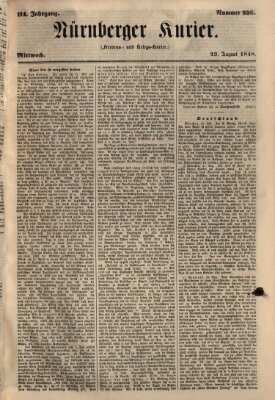 Nürnberger Kurier (Nürnberger Friedens- und Kriegs-Kurier) Mittwoch 23. August 1848