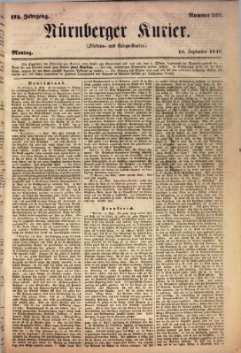 Nürnberger Kurier (Nürnberger Friedens- und Kriegs-Kurier) Montag 18. September 1848