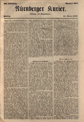 Nürnberger Kurier (Nürnberger Friedens- und Kriegs-Kurier) Freitag 20. Oktober 1848