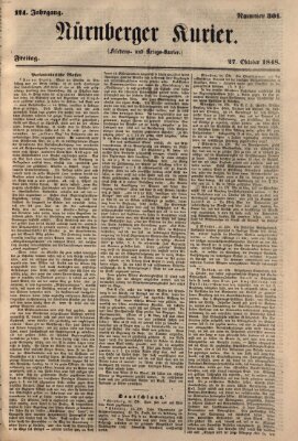 Nürnberger Kurier (Nürnberger Friedens- und Kriegs-Kurier) Freitag 27. Oktober 1848