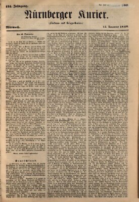 Nürnberger Kurier (Nürnberger Friedens- und Kriegs-Kurier) Mittwoch 15. November 1848