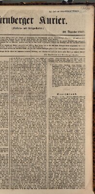 Nürnberger Kurier (Nürnberger Friedens- und Kriegs-Kurier) Samstag 30. Dezember 1848