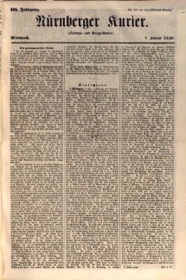 Nürnberger Kurier (Nürnberger Friedens- und Kriegs-Kurier) Mittwoch 7. Februar 1849