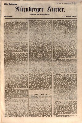 Nürnberger Kurier (Nürnberger Friedens- und Kriegs-Kurier) Mittwoch 14. Februar 1849