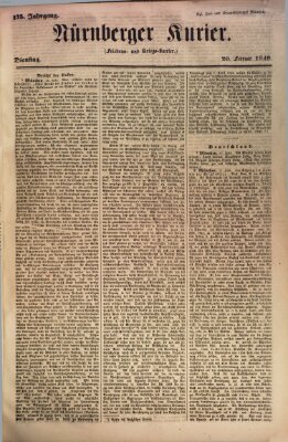 Nürnberger Kurier (Nürnberger Friedens- und Kriegs-Kurier) Dienstag 20. Februar 1849