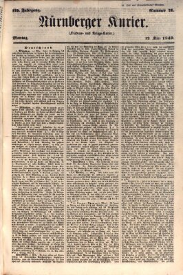 Nürnberger Kurier (Nürnberger Friedens- und Kriegs-Kurier) Montag 12. März 1849