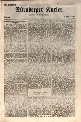 Nürnberger Kurier (Nürnberger Friedens- und Kriegs-Kurier) Freitag 16. März 1849