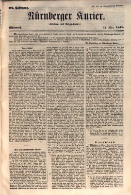 Nürnberger Kurier (Nürnberger Friedens- und Kriegs-Kurier) Mittwoch 21. März 1849