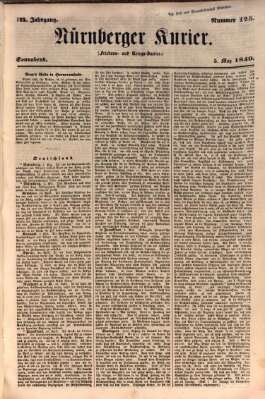 Nürnberger Kurier (Nürnberger Friedens- und Kriegs-Kurier) Samstag 5. Mai 1849