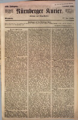 Nürnberger Kurier (Nürnberger Friedens- und Kriegs-Kurier) Mittwoch 27. Juni 1849