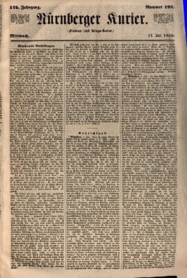 Nürnberger Kurier (Nürnberger Friedens- und Kriegs-Kurier) Mittwoch 11. Juli 1849