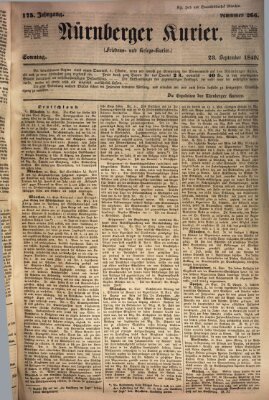 Nürnberger Kurier (Nürnberger Friedens- und Kriegs-Kurier) Sonntag 23. September 1849