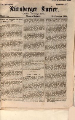 Nürnberger Kurier (Nürnberger Friedens- und Kriegs-Kurier) Sonntag 23. Dezember 1849