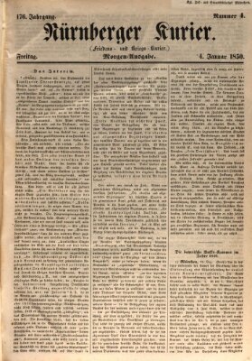 Nürnberger Kurier (Nürnberger Friedens- und Kriegs-Kurier) Freitag 4. Januar 1850