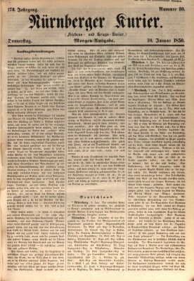 Nürnberger Kurier (Nürnberger Friedens- und Kriegs-Kurier) Donnerstag 10. Januar 1850