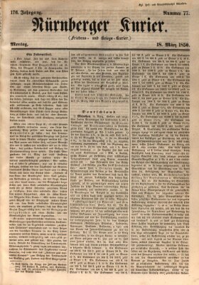 Nürnberger Kurier (Nürnberger Friedens- und Kriegs-Kurier) Montag 18. März 1850