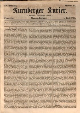 Nürnberger Kurier (Nürnberger Friedens- und Kriegs-Kurier) Donnerstag 4. April 1850