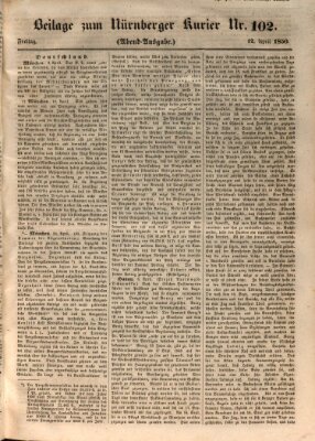 Nürnberger Kurier (Nürnberger Friedens- und Kriegs-Kurier) Freitag 12. April 1850