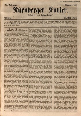 Nürnberger Kurier (Nürnberger Friedens- und Kriegs-Kurier) Montag 20. Mai 1850