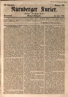 Nürnberger Kurier (Nürnberger Friedens- und Kriegs-Kurier) Samstag 15. Juni 1850