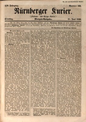 Nürnberger Kurier (Nürnberger Friedens- und Kriegs-Kurier) Dienstag 18. Juni 1850