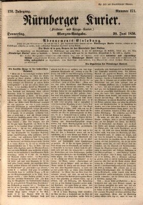 Nürnberger Kurier (Nürnberger Friedens- und Kriegs-Kurier) Donnerstag 20. Juni 1850