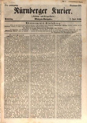 Nürnberger Kurier (Nürnberger Friedens- und Kriegs-Kurier) Sonntag 7. Juli 1850