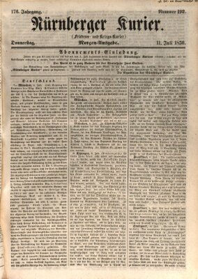 Nürnberger Kurier (Nürnberger Friedens- und Kriegs-Kurier) Donnerstag 11. Juli 1850
