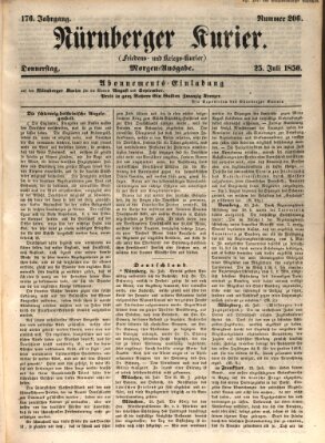 Nürnberger Kurier (Nürnberger Friedens- und Kriegs-Kurier) Donnerstag 25. Juli 1850