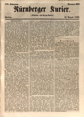 Nürnberger Kurier (Nürnberger Friedens- und Kriegs-Kurier) Freitag 16. August 1850