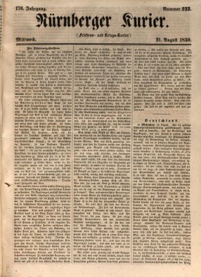 Nürnberger Kurier (Nürnberger Friedens- und Kriegs-Kurier) Mittwoch 21. August 1850