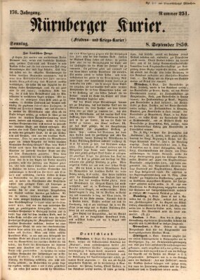 Nürnberger Kurier (Nürnberger Friedens- und Kriegs-Kurier) Sonntag 8. September 1850