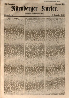 Nürnberger Kurier (Nürnberger Friedens- und Kriegs-Kurier) Samstag 7. Dezember 1850