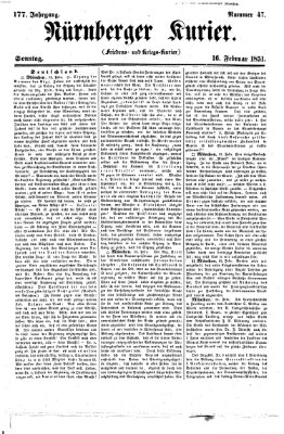 Nürnberger Kurier (Nürnberger Friedens- und Kriegs-Kurier) Sonntag 16. Februar 1851