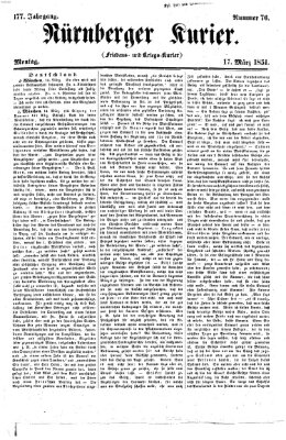 Nürnberger Kurier (Nürnberger Friedens- und Kriegs-Kurier) Montag 17. März 1851