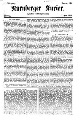 Nürnberger Kurier (Nürnberger Friedens- und Kriegs-Kurier) Dienstag 17. Juni 1851