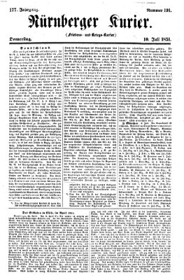 Nürnberger Kurier (Nürnberger Friedens- und Kriegs-Kurier) Donnerstag 10. Juli 1851