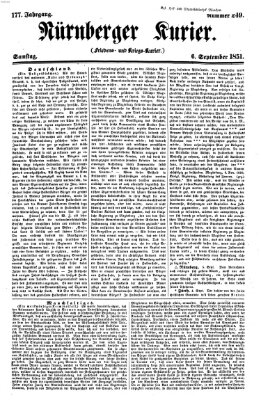 Nürnberger Kurier (Nürnberger Friedens- und Kriegs-Kurier) Samstag 6. September 1851