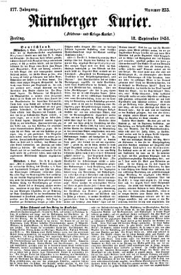Nürnberger Kurier (Nürnberger Friedens- und Kriegs-Kurier) Freitag 12. September 1851