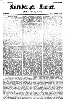 Nürnberger Kurier (Nürnberger Friedens- und Kriegs-Kurier) Sonntag 12. Oktober 1851