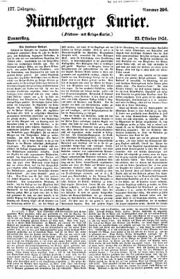 Nürnberger Kurier (Nürnberger Friedens- und Kriegs-Kurier) Donnerstag 23. Oktober 1851