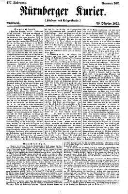 Nürnberger Kurier (Nürnberger Friedens- und Kriegs-Kurier) Mittwoch 29. Oktober 1851