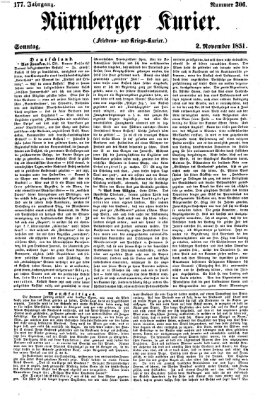 Nürnberger Kurier (Nürnberger Friedens- und Kriegs-Kurier) Sonntag 2. November 1851
