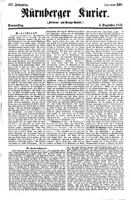 Nürnberger Kurier (Nürnberger Friedens- und Kriegs-Kurier) Donnerstag 4. Dezember 1851