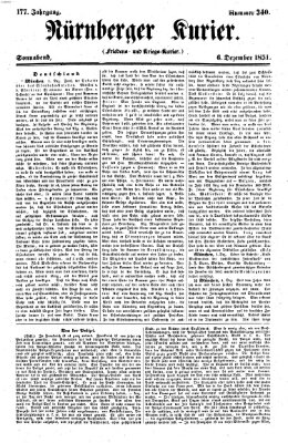 Nürnberger Kurier (Nürnberger Friedens- und Kriegs-Kurier) Samstag 6. Dezember 1851