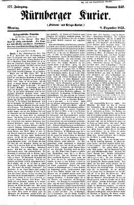 Nürnberger Kurier (Nürnberger Friedens- und Kriegs-Kurier) Montag 8. Dezember 1851