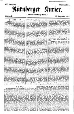 Nürnberger Kurier (Nürnberger Friedens- und Kriegs-Kurier) Mittwoch 17. Dezember 1851