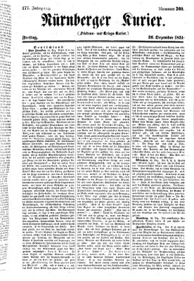 Nürnberger Kurier (Nürnberger Friedens- und Kriegs-Kurier) Freitag 26. Dezember 1851