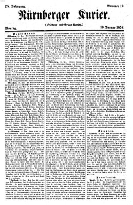 Nürnberger Kurier (Nürnberger Friedens- und Kriegs-Kurier) Montag 19. Januar 1852